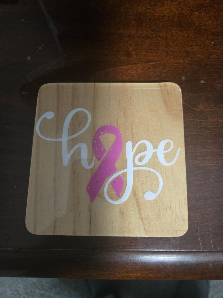 She Fought, She Won! — Personalized Breast Cancer Awareness Memory Coasters